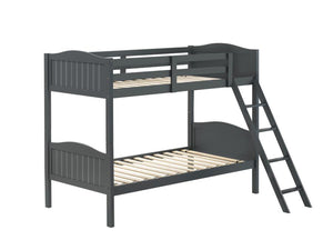 Littleton Twin/Twin Bunk Bed with Ladder Grey