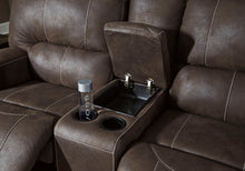 Load image into Gallery viewer, POWER RECLINING LOVESEAT WITH CONSOLE AND ADJUSTABLE HEADREST