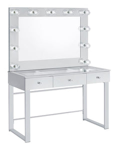 3-drawer Vanity with Lighting Chrome and White