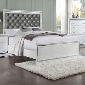Eleanor Upholstered Tufted Bed White Queen Size