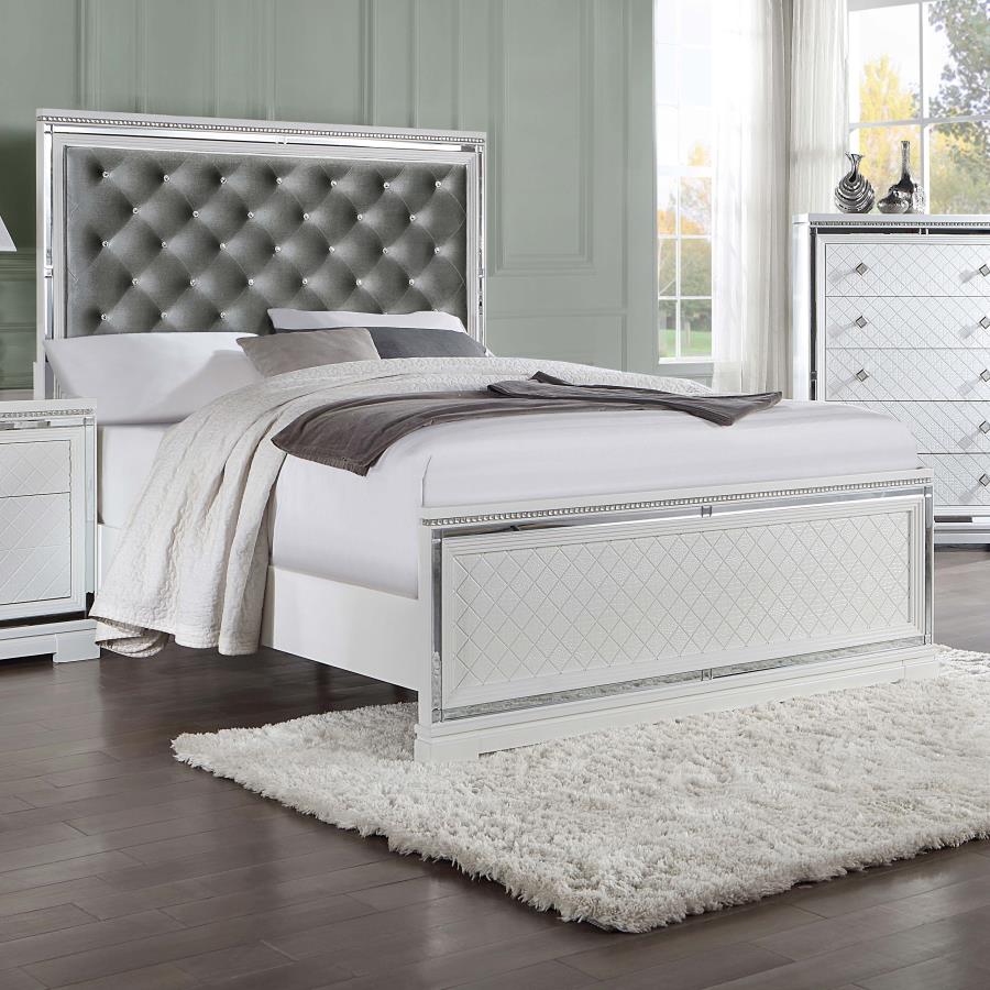 Eleanor Upholstered Tufted Bed White Queen Size