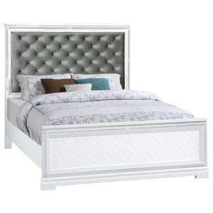 Eleanor Upholstered Tufted Bed White Queen Size