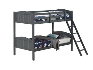 Littleton Twin/Twin Bunk Bed with Ladder Grey