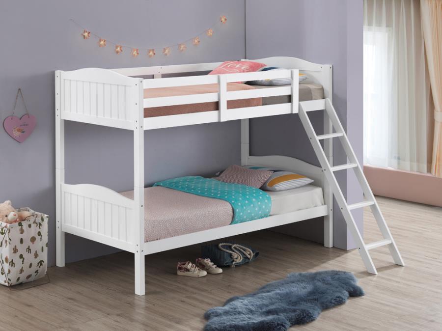 Littleton Twin/Twin Bunk Bed with Ladder White