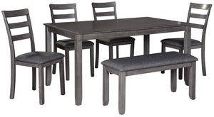 Bridson Dining Table and Chairs with Bench (Set of 6)